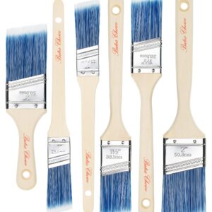 Bates- Paint Brushes, 6 Pack, 1", 1.5", 2", Angle Brushes, Treated Wood Handle, Paint Brushes for Walls, Stain Brush, Wall Paint Brushes, Furniture Paint Brushes for Painting Walls, Painting Brush