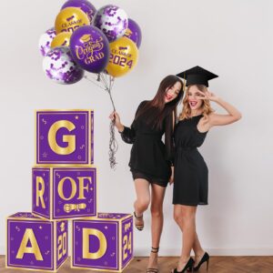 2024 Graduation Decorations Balloon Boxes Set, Class of 2024 Balloon Boxes for Grad Party Supplies, Congrats Grad Boxes for Indoor/Outdoor Graduation Party Decorations