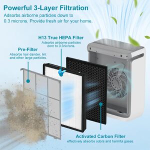 NXBHG Vital 200S Replacement Filter for Levoit, Compatible with Levoit Vital 200S Air Puri-Fier, High Efficiency Filter and Activated Carbon Filter, 2 Pack Vital 200S-Rf