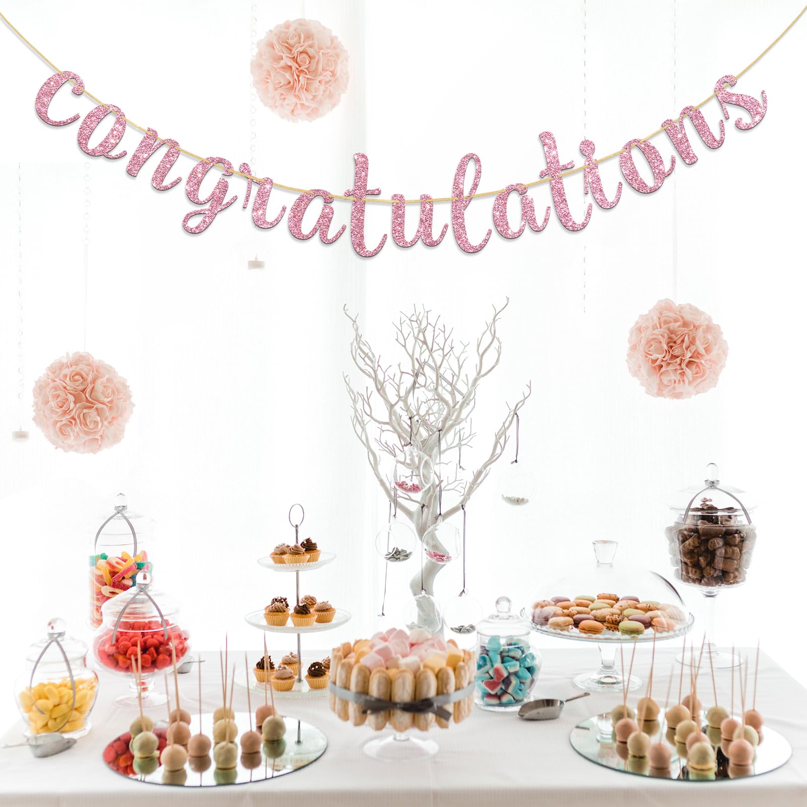 Dalaber Congratulations Banner,Congratulations Banner for Anniversary/Graduation,2024 Congratulations Graduation Party Decorations for College Graduation Party Decorations Supplies-Pink