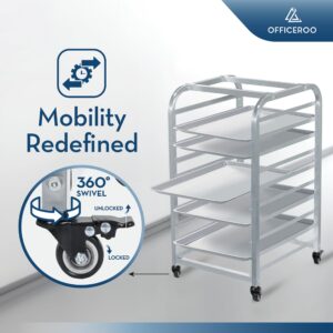 OFFICEROO Bakery Bun Pan Speed Rack - Half Sheet Only, Size Adjusted, Food Trays Cart, for Commercial Baking and Bakers (10 Tiers), Trays Not Included