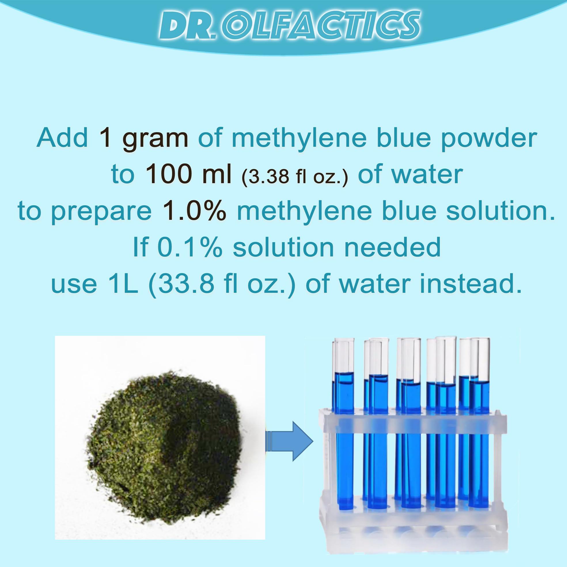 Methylene Blue Powder 6 Grams (Dark Greenish Crystalline) USP Grade - Prepare 600 mL 1% Solution