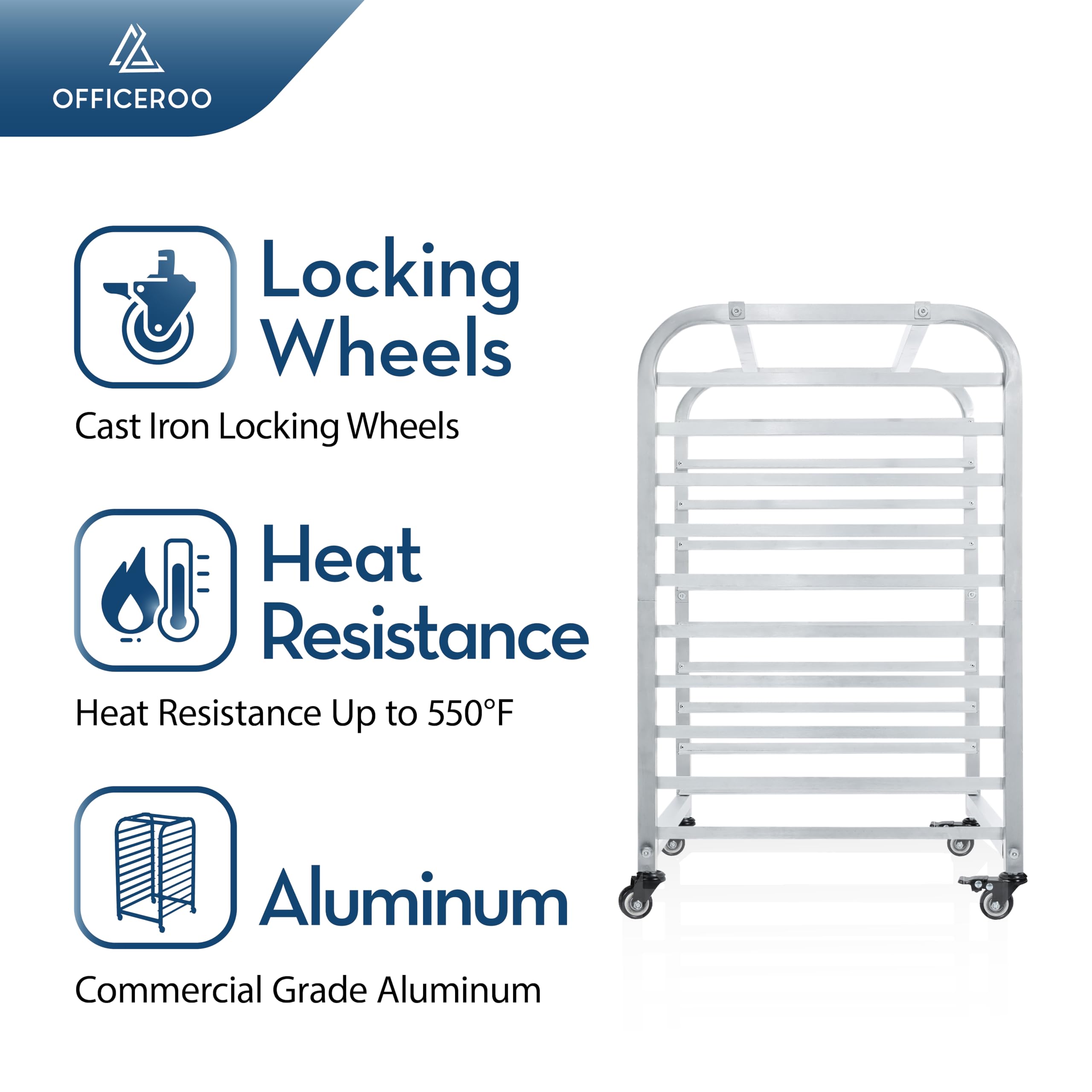 OFFICEROO Bakery Bun Pan Speed Rack - Half Sheet Only, Size Adjusted, Food Trays Cart, for Commercial Baking and Bakers (10 Tiers), Trays Not Included