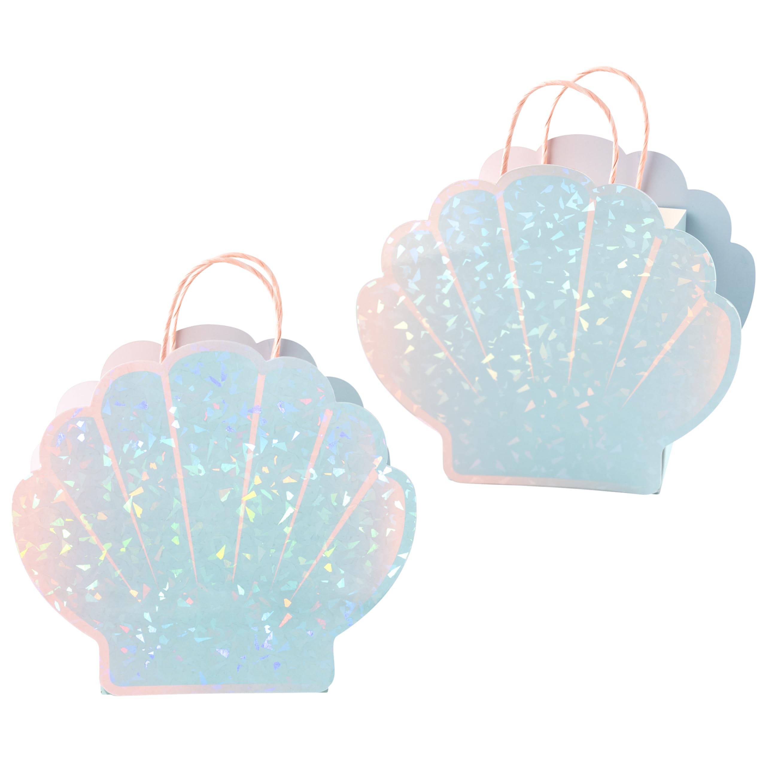 Cheerland Seashell Gift Bag for Under the Sea and Mermaid Theme Birthday Party Summer Beach Party Celebration Favor Treat Bag Party Supplies and Decorations (Pack of 8)