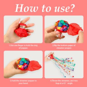 LM.XDBQ 10Pack Streamers Popper Hand Throw Streamers No Mess Confetti Magic Paper Cracker for Celebration Birthday Propose Engagement Wedding Graduation Party Favors (Multi Color)