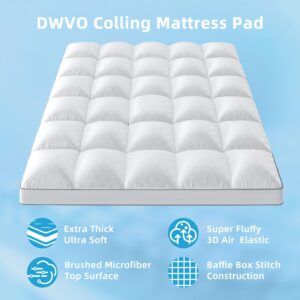 DWVO Mattress Topper Full Size, Cooling Pillow Mattress Pad, Thick Plush Bed Down Alternative Overfilled Mattress, Quilted Soft Mattress Protector Cover with 8"-21" Deep Pocket