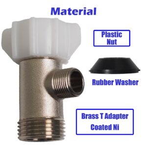 Bidet T Adapter - T Valve Adapter for Bidet, 3 Way Adapter or Tee Connector, Made of Brass (15/16″ x 15/16″ x 9/16″ or 7/8″ x 7/8″ x 3/8″) Thread Code 15/16"-14UNS, Thread Branch 9/16"