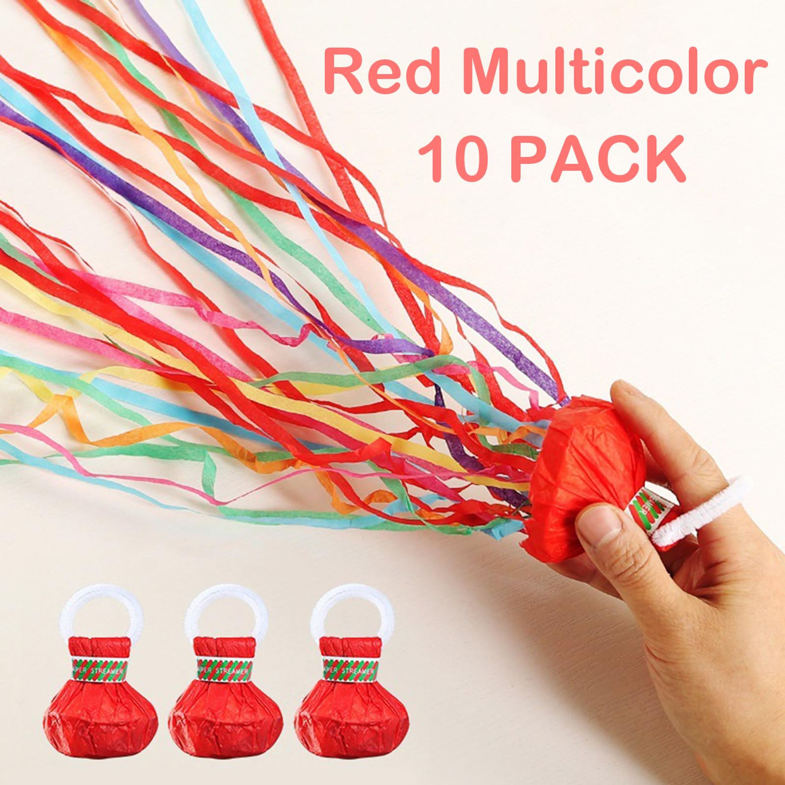 LM.XDBQ 10Pack Streamers Popper Hand Throw Streamers No Mess Confetti Magic Paper Cracker for Celebration Birthday Propose Engagement Wedding Graduation Party Favors (Multi Color)