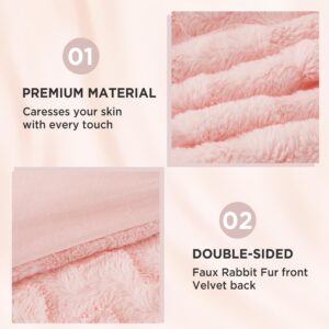 Andency Pink Fleece Comforter Set Full, 3 Pieces Fuzzy Shaggy Plush Sherpa Bedding Comforter Set Women Girls, Solid Fluffy Faux Fur Bed Comforter Set for Winter