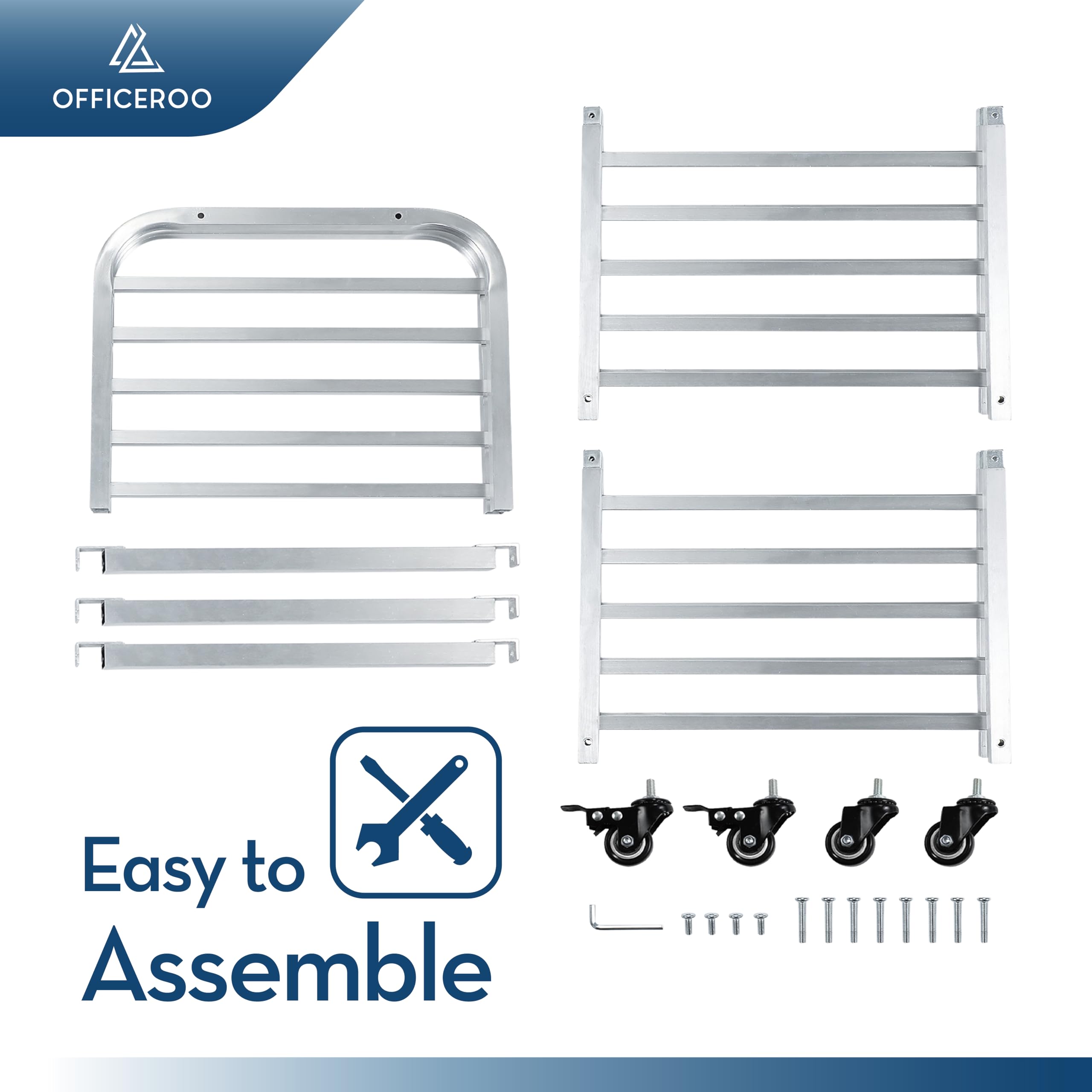 OFFICEROO Bakery Bun Pan Speed Rack - Half Sheet Only, Size Adjusted, Food Trays Cart, for Commercial Baking and Bakers (10 Tiers), Trays Not Included