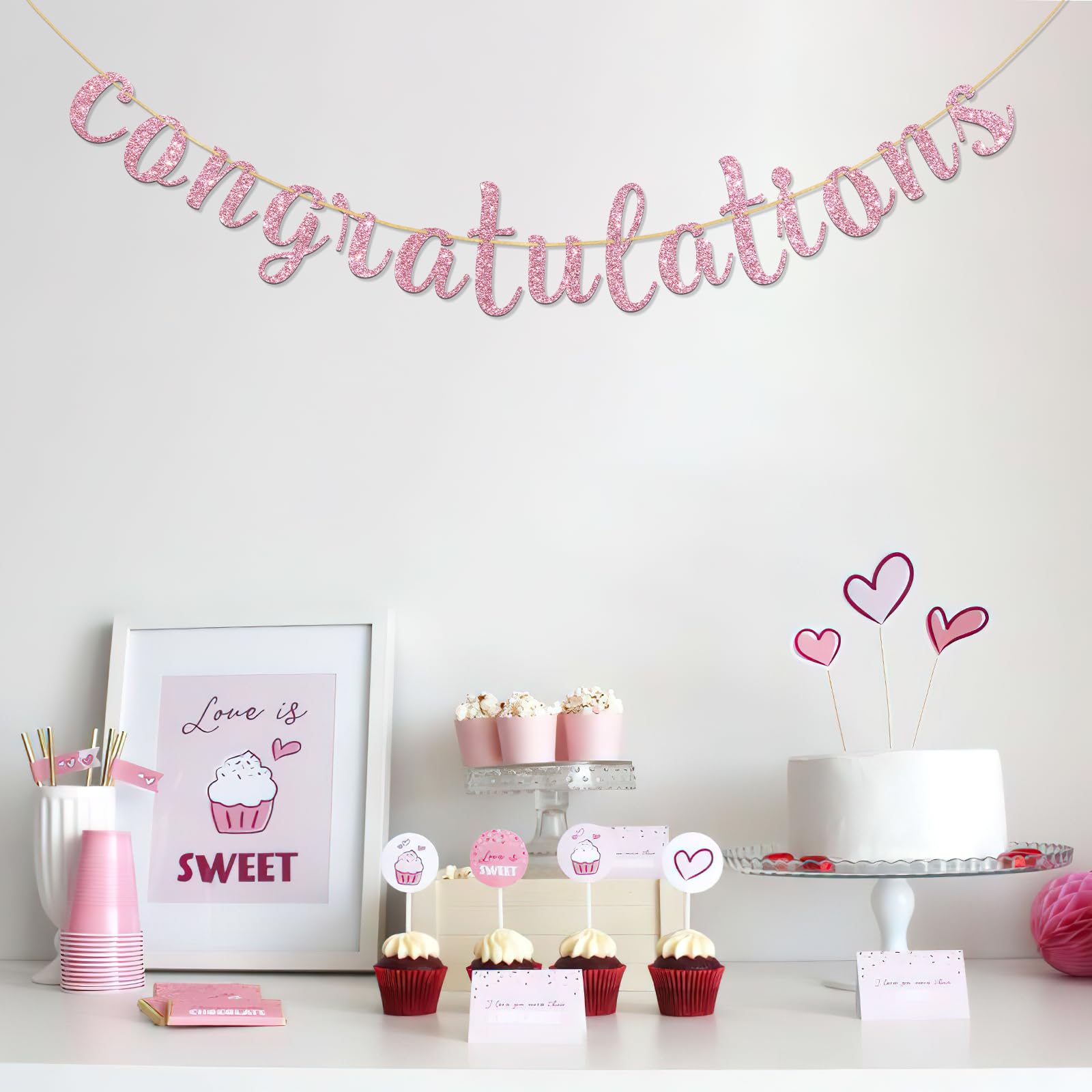 Dalaber Congratulations Banner,Congratulations Banner for Anniversary/Graduation,2024 Congratulations Graduation Party Decorations for College Graduation Party Decorations Supplies-Pink