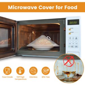 OUTXE 2 Pack Universal Microwave Splatter Cover, Adjustable Microwave Lid for food, BPA Free Plastic Microwave Plate Cover with Handle, 9/10/11/12 inch, Frosted White