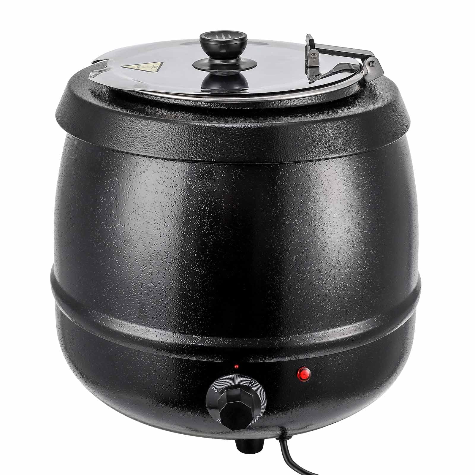 GARVEE 10.5Qts Soup Warmer Commercial Stainless Steel Insert Pot Electric [Black] Soup Kettle Warmer Temperature Control Knob for Big Family Gathering and Restaurant