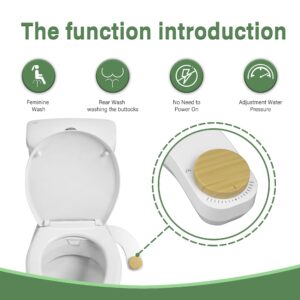 Jecatiy Left Hand Bidet, Non-Electric Bidet Attachment for Toilet Seat, Adjustable Water Pressure, Rear and Feminine Wash