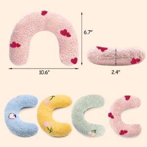 ucho Pillow for Cats, Ultra Soft Fluffy Pet Calming Toy Half Donut Cuddler, U-Shaped Pillow for Pet Cervical Protection Sleeping Improve (Pink Heart)