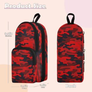 Camouflage Red Pencil Case Big Capacity Pencil Pouch for Girls Boys Large Storage Pencil Box for School College Office Adults Women Adults