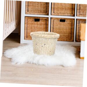 Wastebasket Trash Can Wicker Bathroom Bin Bedroom Supplies Baskets Garbage Basket Trash Can Rattan Storage Baskets Garbage Bin Seaweed Potted Plant White Office