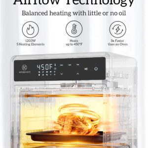 Air Fryer Toaster Oven Combo,10-in-1 12.6QT Compact Countertop Oven,9 Touch Screen Presets & 1 DIY Function,Easy Digital Controls,4 Accessories Included,Stainless Steel,Kitchen Elite