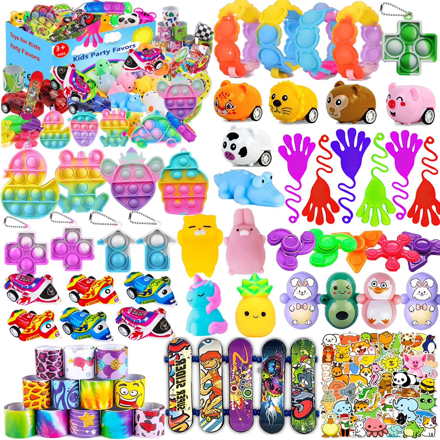 Aowrebu 116 PCS Party Favors for Kids 4-8 8-12, Pop Fidget Toys, Treasure Box Toys, Pinata Filler, Goodie Bag Stuffers, Treasure Chest, Carnival Prizes, Prize Box Toys for Kids Classroom