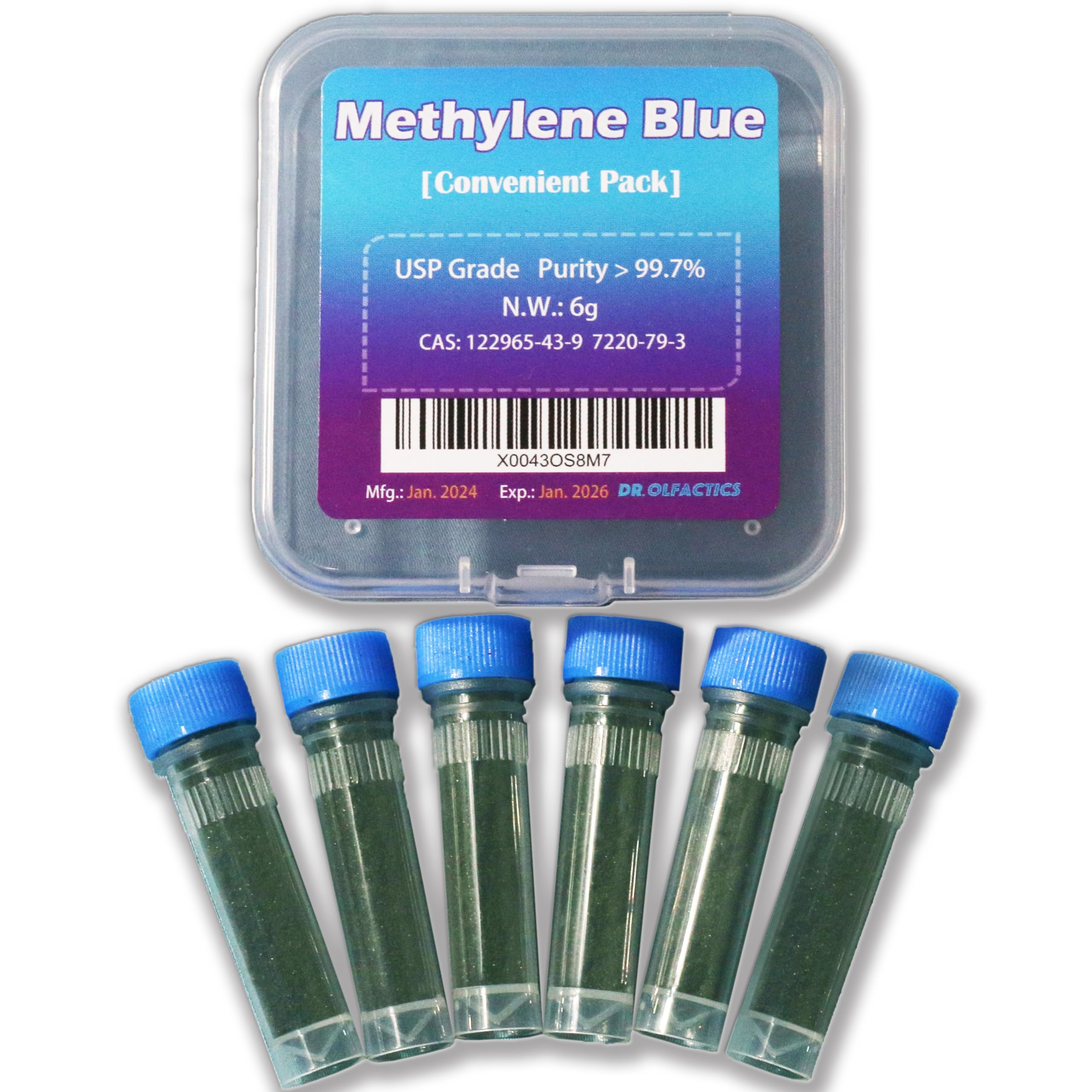 Methylene Blue Powder 6 Grams (Dark Greenish Crystalline) USP Grade - Prepare 600 mL 1% Solution