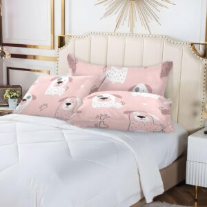 TSENQUE Pink Childish Dog Puppy Decorative Zippered Pillowcase Pillow Sham Standard Queen King Body Pillows Cute Bed Pillows Decoration for Bed Pillow, Queen Size, 20" x 30"