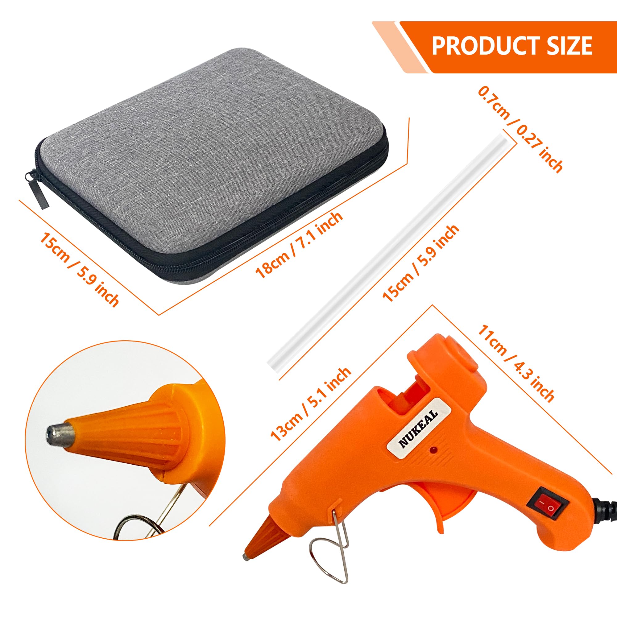 Mini Glue Gun, NUKEAL Hot Glue Gun Kit with EVA Carrying Case and 24 PCS Glue Sticks for Crafts, School DIY Arts, and Home Repair (20 Watts, Orange)