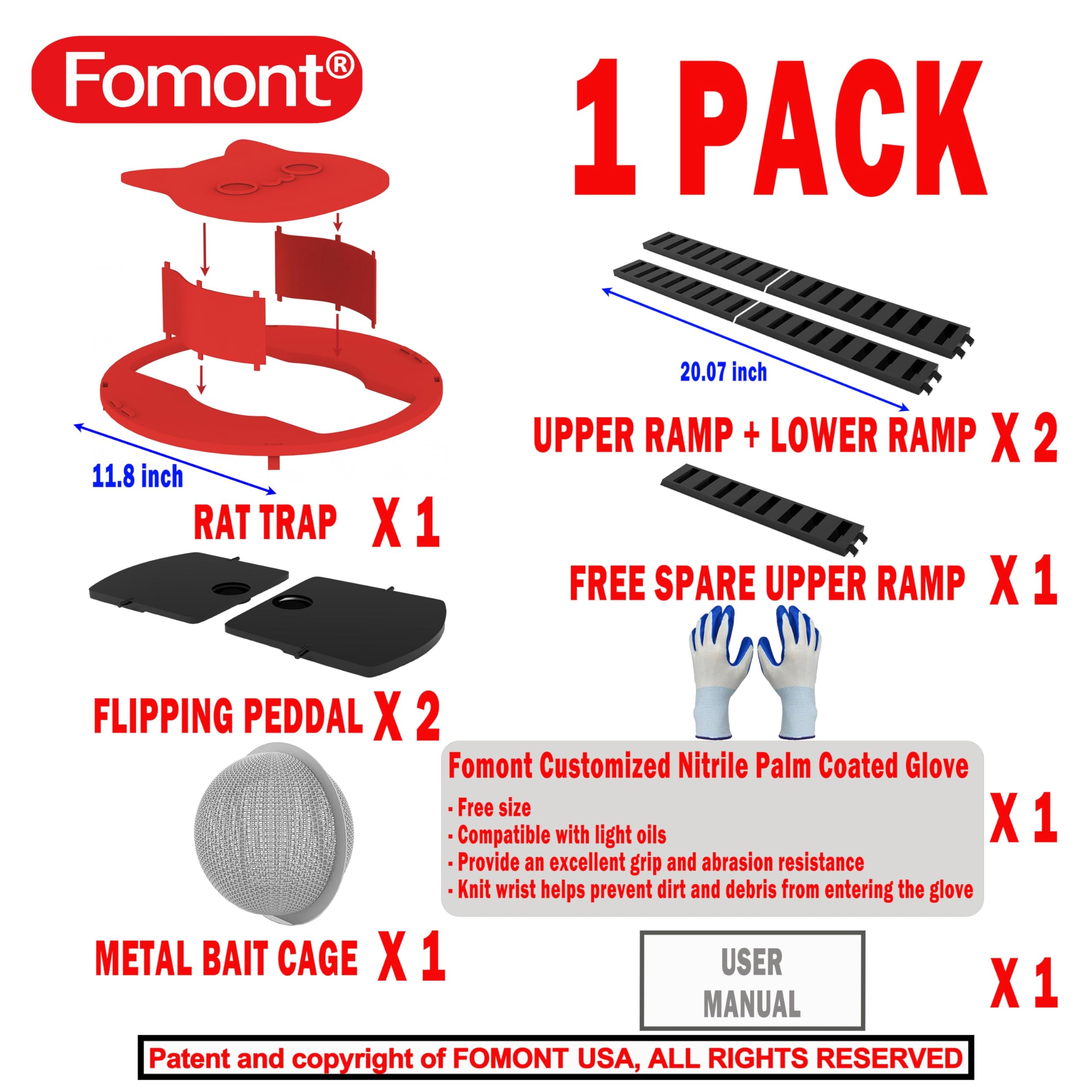 Fomont 2024 New Upgraded Bucket Lid Mouse Trap-Metal Bait Cage-Auto Reset-5 Gallon Bucket Fit-Humane-Indoor Outdoor-Rat Trap