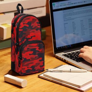 Camouflage Red Pencil Case Big Capacity Pencil Pouch for Girls Boys Large Storage Pencil Box for School College Office Adults Women Adults