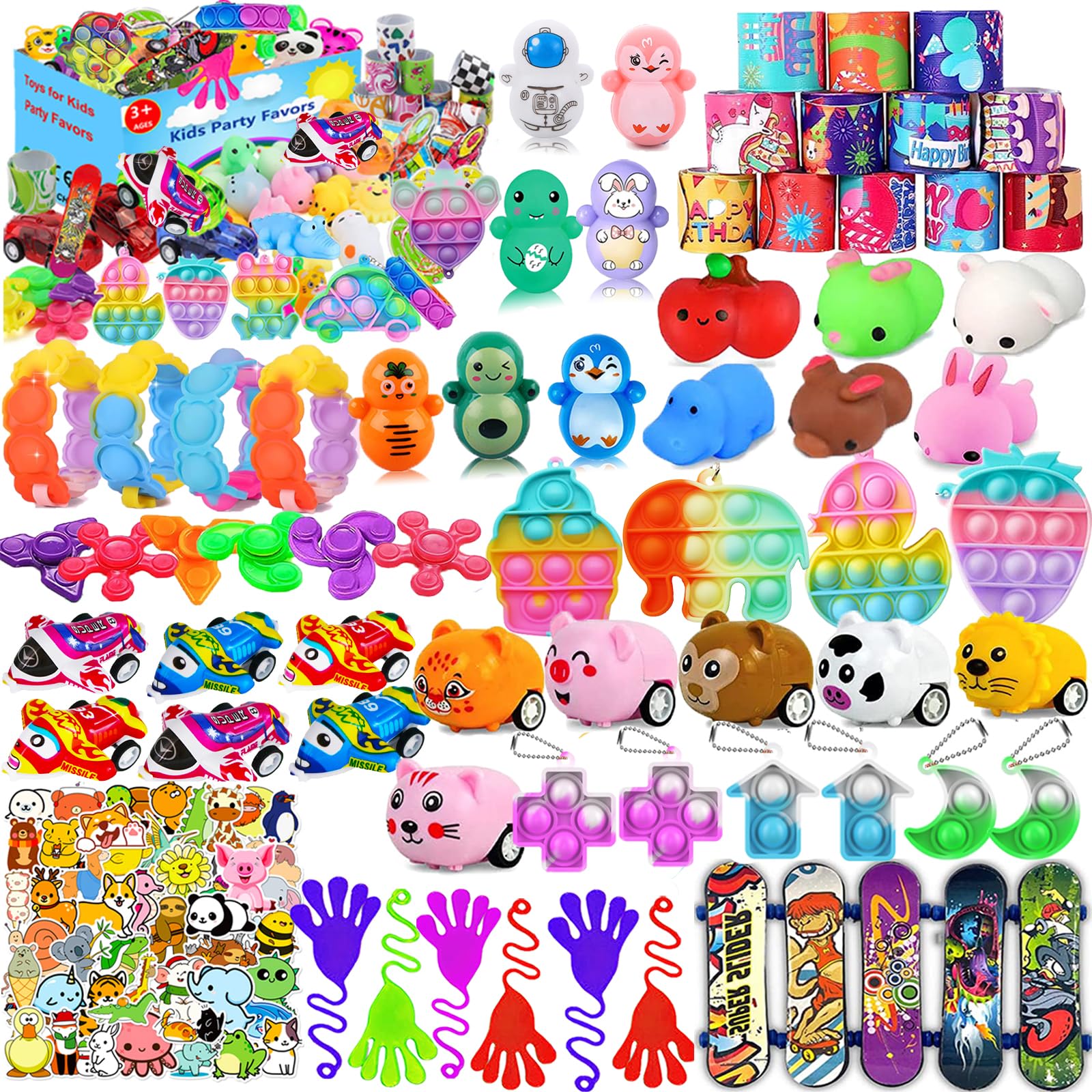 Aowrebu 117 PCS Party Favors Toys for Kids 4-8 8-12, Pop Fidget Toys, Treasure Box Toys for Classroom, Pinata Filler, Goodie Bag Stuffers, Prize Box Toys, Treasure Chest, Classroom Prizes