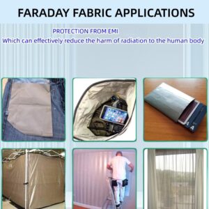 Faraday Fabric Nickel Copper Faraday Blocking Cloth 43.3"x59" Material Protection Fabric for DIY Faraday Cage, Box, Curtains