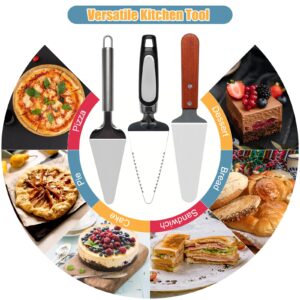 Coitak 3 Pieces Pie Server Set Stainless Steel Cake Spatula Serrated Pizza Spatula Cake Cutter Pie Cutter