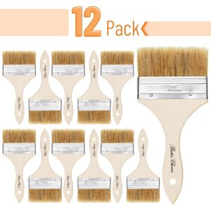 Bates- Chip Paint Brushes, 4 Inch, 12 Pack, Chip Brush, Brushes for Painting, Paint Brushes, Stain Brushes for Wood, Natural Bristle Paint Brush, 4 Inch Paint Brush, Chip Paint Brushes for Paint