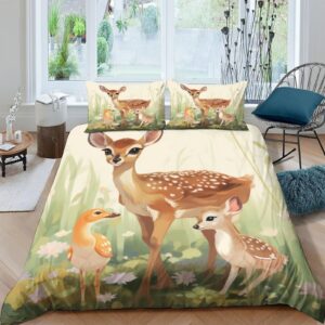 baby fawn comforter covers duvet cover 3d printed cute for boys girls quilt cover with pillow cases bedding set with zipper closure soft microfiber 2 pieces twin（173x218cm）