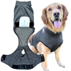 dog recovery suit after surgery - for spay neuter - with washable pads - dog onesie (grey medium)