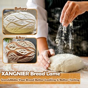 XANGNIER Bread Lame Dough Scoring Tool,4 Pack Sourdough Scoring Tools,Bread Dough Cutter Slashing Razor Tool,Scoring Patterns Booklet,Bread Baking & Making Tools Supplies Accessories