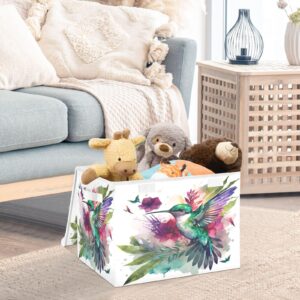 DIGTIA Beautiful Tropical Bird Storage Bins with Lids Spring Hummingbird Foldable Storage Basket with Handles Collapsible Large Fabric Organizer Containers for Clothes Shelves Closet Office Home Bedro