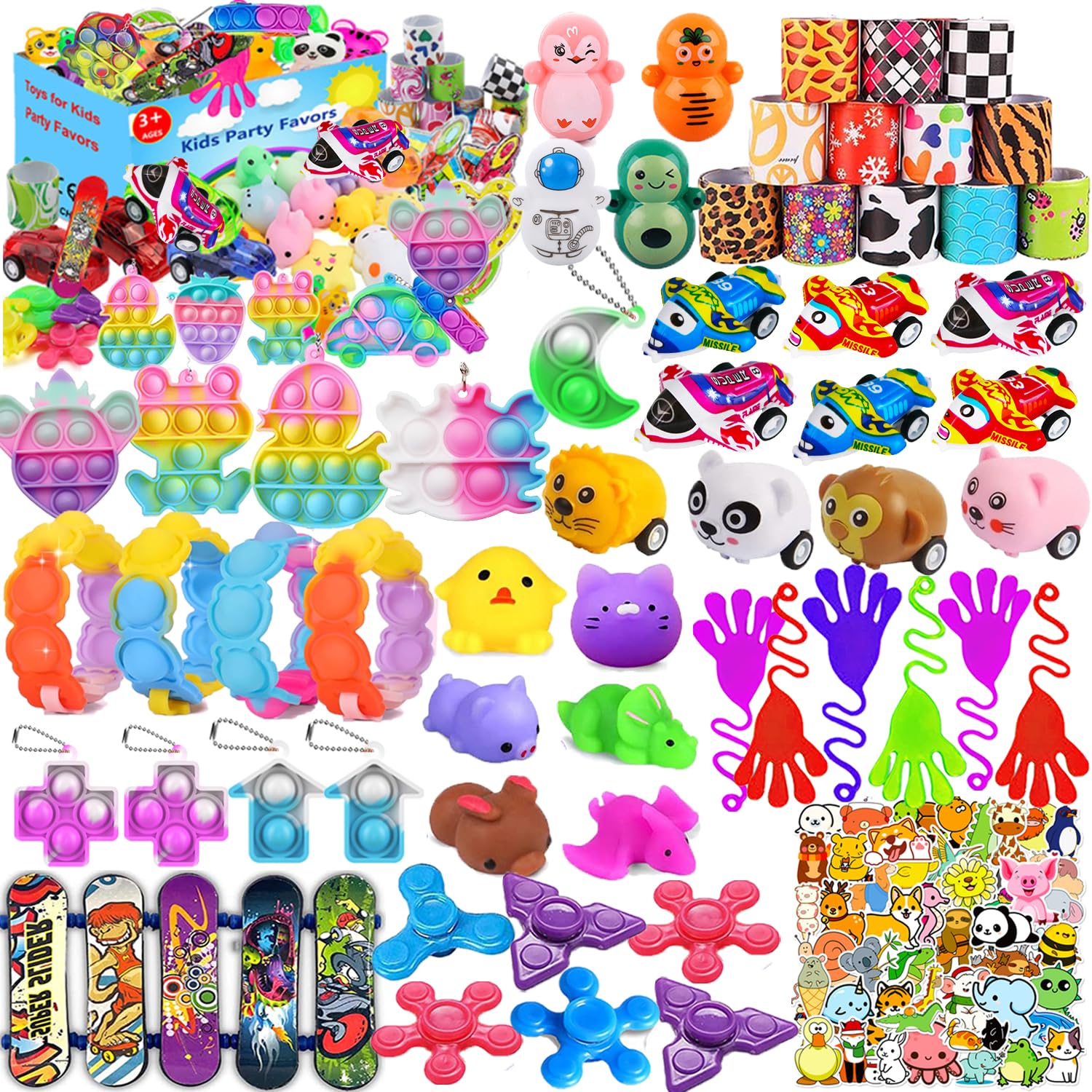 114 Pack Party Favors for Kids 4-8 8-12, Pop Fidget Toys, Treasure Box Toys for Classroom Prizes, Pinata Filler, Goodie Bag Stuffers, Carnival Prizes, Prize Box Toys for Kids Classroom