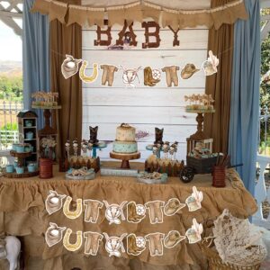 Fangleland 3Pcs Western Cowboy Baby Shower Garland Banner Decorations for Boy - Little Cowboy West Countryside Theme Banner, Gender Reveal Pregnancy Celebration Hanging Decors Party Supplies