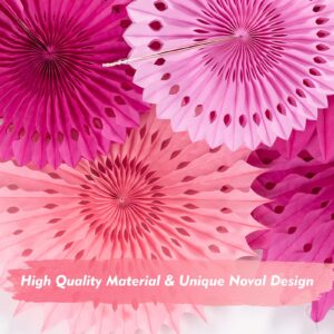 PAPER JAZZ Paper Flowers Hot Pink Paper Flowers Decorations for Wall Hanging Paper Fans for Wedding Floral Backdrop Decor Bridal Shower Birthday Party Decorations Pack of 11