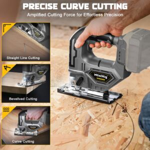 Cordless Jig Saw For Dewalt 20V/18V Battery, Brushless jigsaw tool with Variable Speed, LED Light, 0°-45° Bevel Cuts, 3-Position Orbital Action for Straight/Curve/Circle Cutting (Battery Not Include)