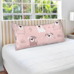 TSENQUE Pink Childish Dog Puppy Decorative Zippered Pillowcase Pillow Sham Standard Queen King Body Pillows Cute Bed Pillows Decoration for Bed Pillow, Queen Size, 20" x 30"