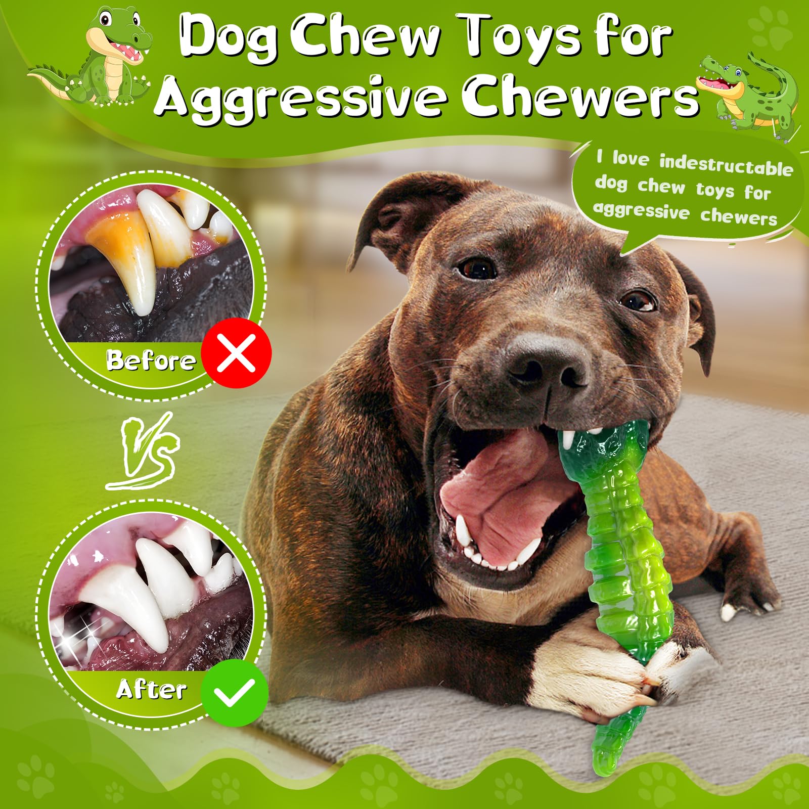 Jeefome Large Dog Chew Toys: 2 Packs Indestructible Dog Toys for Aggressive Chewers - Tough Dog Toys for Large Breeds