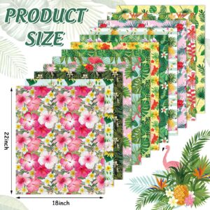 Whaline 12Pcs Summer Cotton Fabric Bundles Tropical Leaves Flower Flamingo Fat Quarters Hawaiian Quilting Patchwork for DIY Handmade Craft Home Party Decor, 18 x 22 Inch