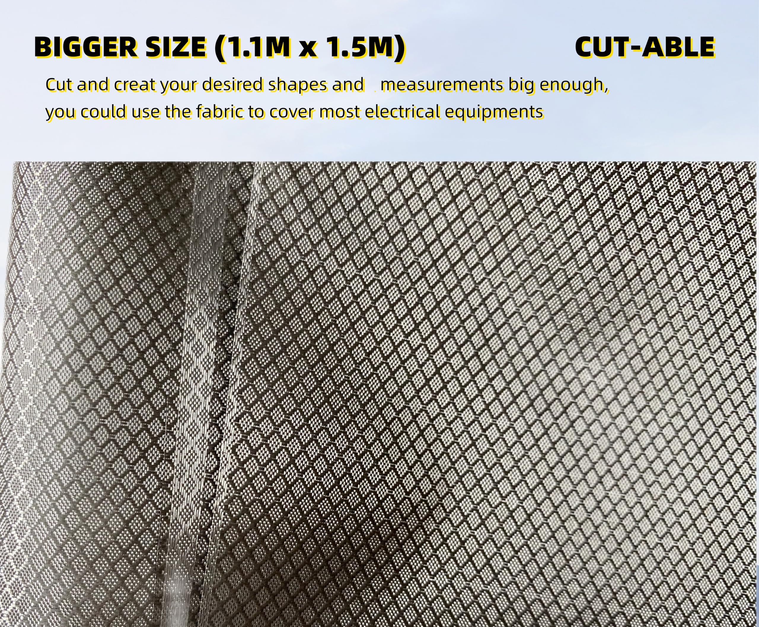 Faraday Fabric Nickel Copper Faraday Blocking Cloth 43.3"x59" Material Protection Fabric for DIY Faraday Cage, Box, Curtains