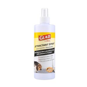 glad for pets attractant spray for potty training dogs & puppies, peanut butter scent, 16oz - effective dog potty training spray, indoor or outdoor dog potty training aid, 16oz bottle