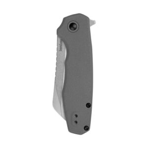 Kershaw Wharf Folding Pocket Knife, 2.8 inch 8Cr13Mov Steel Cleaver Style Blade, Grey GFN Handle, Pocketclip