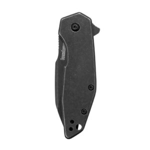 Kershaw Gravel Pocket Knife EDC, 2.5" 8Cr13MoV Steel Reverse Tanto Blade, Serrated Blade, Black