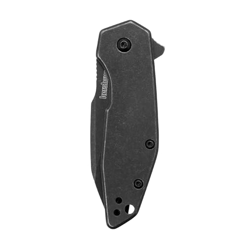 Kershaw Gravel Pocket Knife EDC, 2.5" 8Cr13MoV Steel Reverse Tanto Blade, Serrated Blade, Black