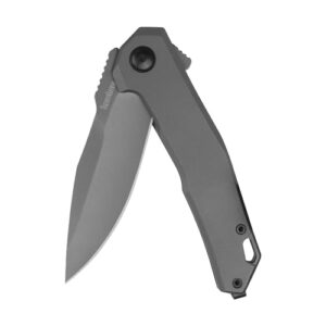 kershaw helitack folding pocket knife, 3.3 inch blade, stainless steel handle, every day carry work knife, pocketclip