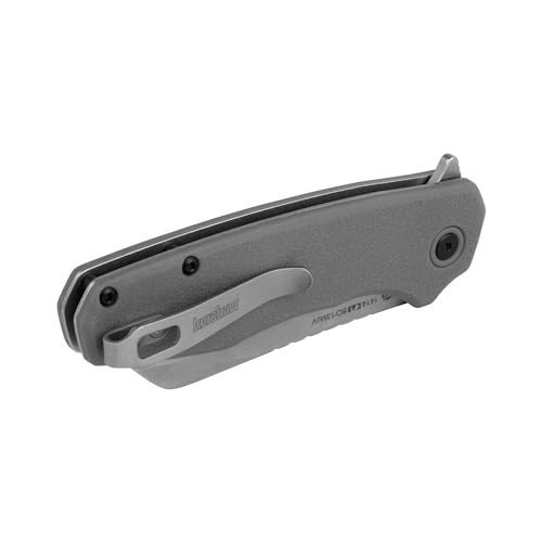 Kershaw Wharf Folding Pocket Knife, 2.8 inch 8Cr13Mov Steel Cleaver Style Blade, Grey GFN Handle, Pocketclip